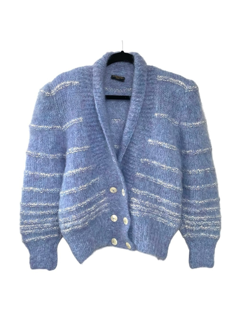 VINTAGE YVONNE BERGIN Ireland Vintage Handknit Mohair Wool Cardigan Sweater
Blue